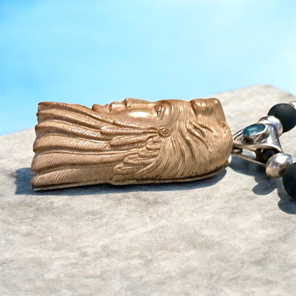 Fossil ivory Alaska intricately handcarved otter goddess Sterling necklace beads - Picture 9 of 15